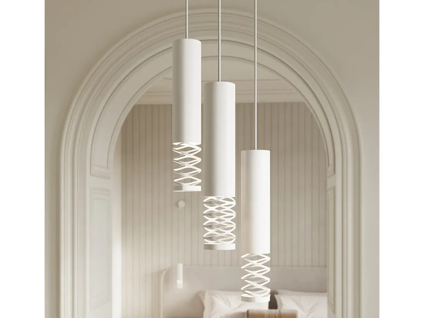 Hot Sollux Lighting Lámpara Colgante Lami Moderno De Acero - 2 Fuentes Luminosas - L.33 X A.125 Cm - Blanco