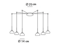 Outlet Lámpara colgante LED Arabella de metal y cristal soplado 3547-46-102 Fabas Luce Blanco
