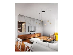 Sale Lámpara colgante LED Arabella de metal y cristal soplado ámbar 3547-46-125 Fabas Luce Naranja