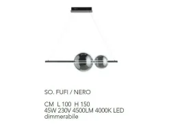 Lámpara Suspendida-Lámpara colgante Led de metal y cristal soplado Fufi de Ondaluce 45w Regulable 3000k Blanco