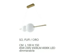 Lámpara colgante Led de metal y cristal soplado Fufi de Ondaluce 45w Regulable 4000k Negro New
