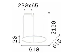 Ideal Lux Iluminación Exterior-Lámpara colgante LED decorativa redonda integrada blanca, 3000K Blanco
