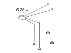 Plafón-Lámpara colgante LED Isabella de metal y metacrilato 3410-49-212 Fabas Luce Gris