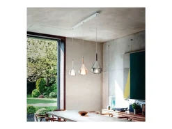 Plafón-Lámpara colgante LED Lila de metal y cristal borosilicato 3481-48-297 Fabas Luce Multicolor