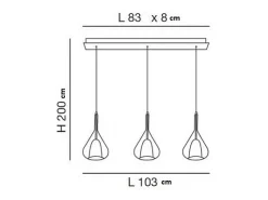 Plafón-Lámpara colgante LED Lila de metal y cristal borosilicato 3481-48-297 Fabas Luce Multicolor