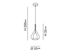Lámpara colgante LED Lila de metal y cristal borosilicato transparente 3481-40-140 Fabas Luce Verde