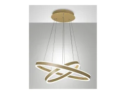 Lámpara colgante LED Palau 108W 3000K Regulable Ø60 y Ø40 cm Oro Mate - Dos Aros de Metal y Metacrilato Dorado Best