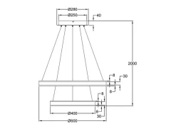 Lámpara colgante LED Palau 108W 3000K Regulable Ø60 y Ø40 cm Plata - Dos anillos de metal y metacrilato Plateado Best