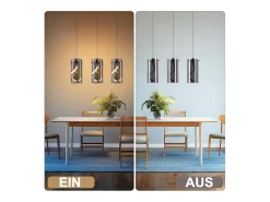 NETTLIFE Lámpara colgante LED vintage de 3 luces, cristal ahumado, 23 W, 3000 K, retro, ajustable, para mesa de comedor. Gris Outlet