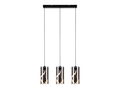 NETTLIFE Lámpara colgante LED vintage de 3 luces, cristal ahumado, 23 W, 3000 K, retro, ajustable, para mesa de comedor. Gris Outlet
