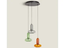 Ledkia Lámpara Colgante LED 15W Aluminio Fontans 3 Focos Multicolor Best