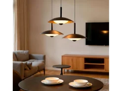 Ledkia Lámpara Colgante LED 24W Regulable en Altura Metal CCT Seleccionable Seleccionable Shirak 3 Focos Negro Best