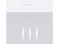 Sollux Lighting Lámpara Suspendida-Lámpara Colgante Liro Moderno De Acero - 3 Fuentes Luminosas - L.40 X A.125 Cm - Blanco
