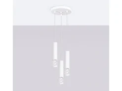 Sollux Lighting Lámpara Suspendida-Lámpara Colgante Liro Moderno De Acero - 3 Fuentes Luminosas - L.25 X A.125 Cm - Blanco