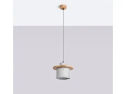 Sollux Lighting Lámpara Colgante Mab Moderno De Hormigón/Madera - 1 Fuentes Luminosas - L.22 X A.125 Cm - /Madera Natural Gris