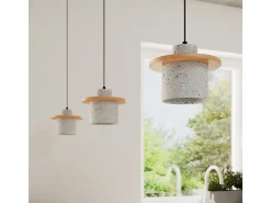 Sollux Lighting Lámpara Colgante Mab Moderno De Hormigón/Madera - 1 Fuentes Luminosas - L.22 X A.125 Cm - /Madera Natural Gris