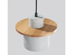 Sollux Lighting Lámpara Colgante Mab Moderno De Hormigón/Madera - 1 Fuentes Luminosas - L.22 X A.125 Cm - /Madera Natural Gris