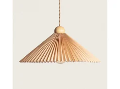 New Ledkia Lámpara Colgante Madera y Tela Luanda Naranja