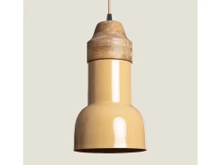 Ledkia Lámpara Colgante Madera y Metal Yash Ayana Amarillo Outlet