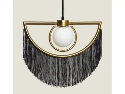 New Ledkia Lámpara Colgante Metal con Flecos Dalila Negro Multicolor