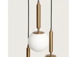 Ledkia Lámpara Suspendida-Lámpara Colgante Metal y Cristal Tri Oto Dorado Multicolor
