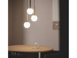 Ledkia Lámpara Suspendida-Lámpara Colgante Metal y Cristal Tri Oto Dorado Multicolor