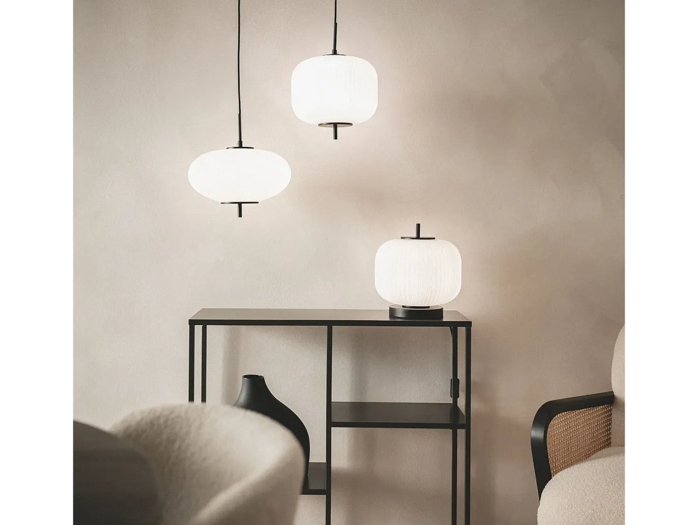 Ledkia Lámpara Suspendida-Lámpara Colgante Metal y Cristal Beca Negro