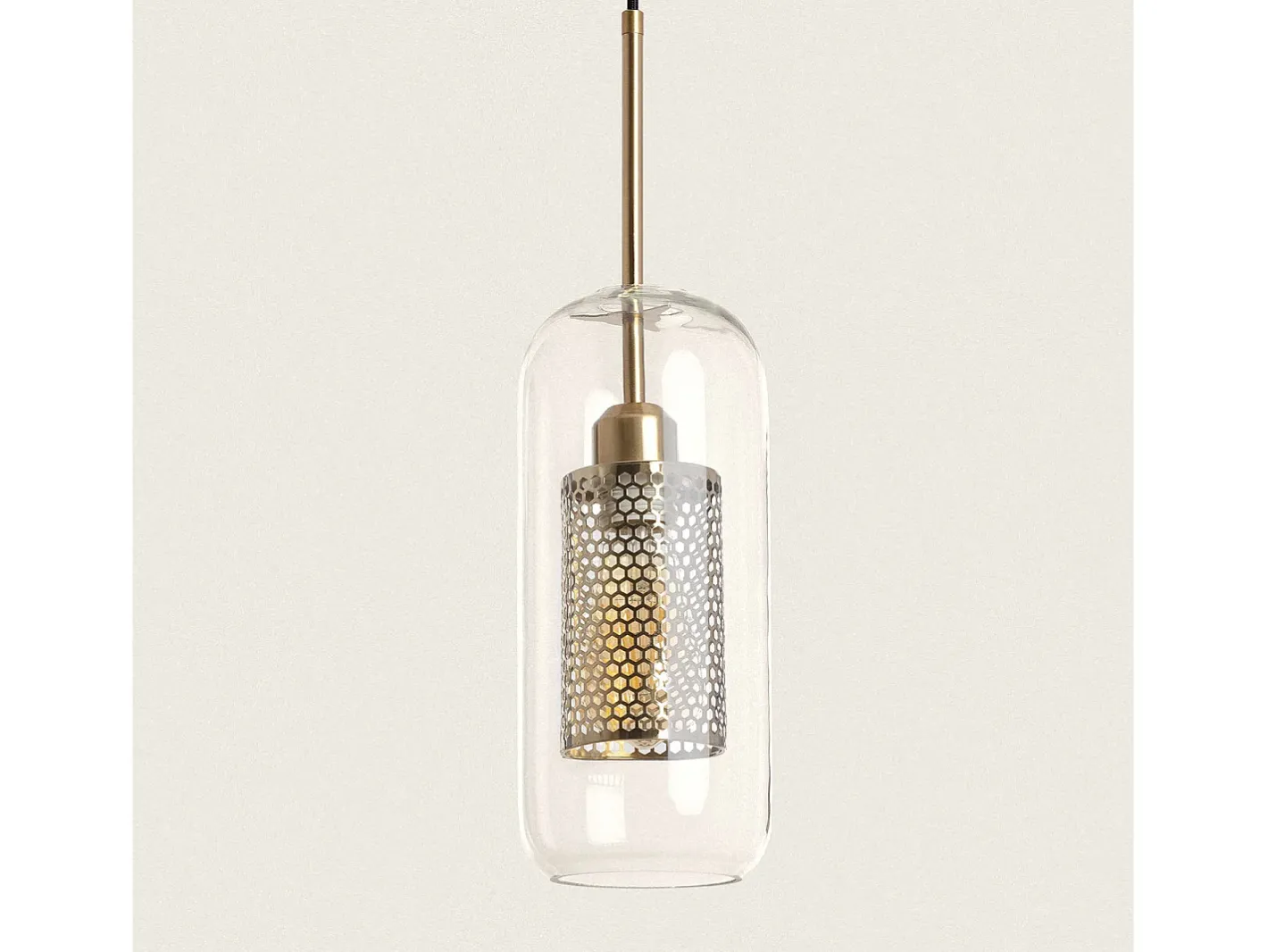 Ledkia Lámpara Colgante Metal y Cristal Julieta Lungo Dorado Multicolor Clearance