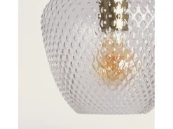 Sale Ledkia Lámpara Colgante Metal y Cristal Stiklu Dorado Multicolor