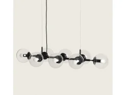 Ledkia Plafón-Lámpara Colgante Metal y Cristal Wassily 8 Focos Negro Multicolor