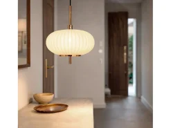 Ledkia Lámpara Colgante Metal y Cristal Beca Oblade Bronce