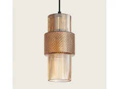 Ledkia Lámpara Colgante Metal y Cristal Berila Ámbar Blanco New