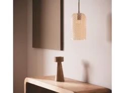 Ledkia Lámpara Suspendida-Lámpara Colgante Metal y Cristal Large Bernie Ámbar Blanco