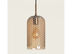 Ledkia Lámpara Suspendida-Lámpara Colgante Metal y Cristal Large Bernie Ámbar Blanco