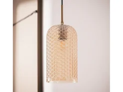 Ledkia Lámpara Suspendida-Lámpara Colgante Metal y Cristal Large Bernie Ámbar Blanco