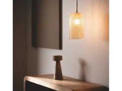 Ledkia Lámpara Suspendida-Lámpara Colgante Metal y Cristal Large Bernie Ámbar Blanco