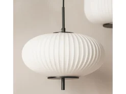 Ledkia Lámpara Suspendida-Lámpara Colgante Metal y Cristal Beca Oblade Negro