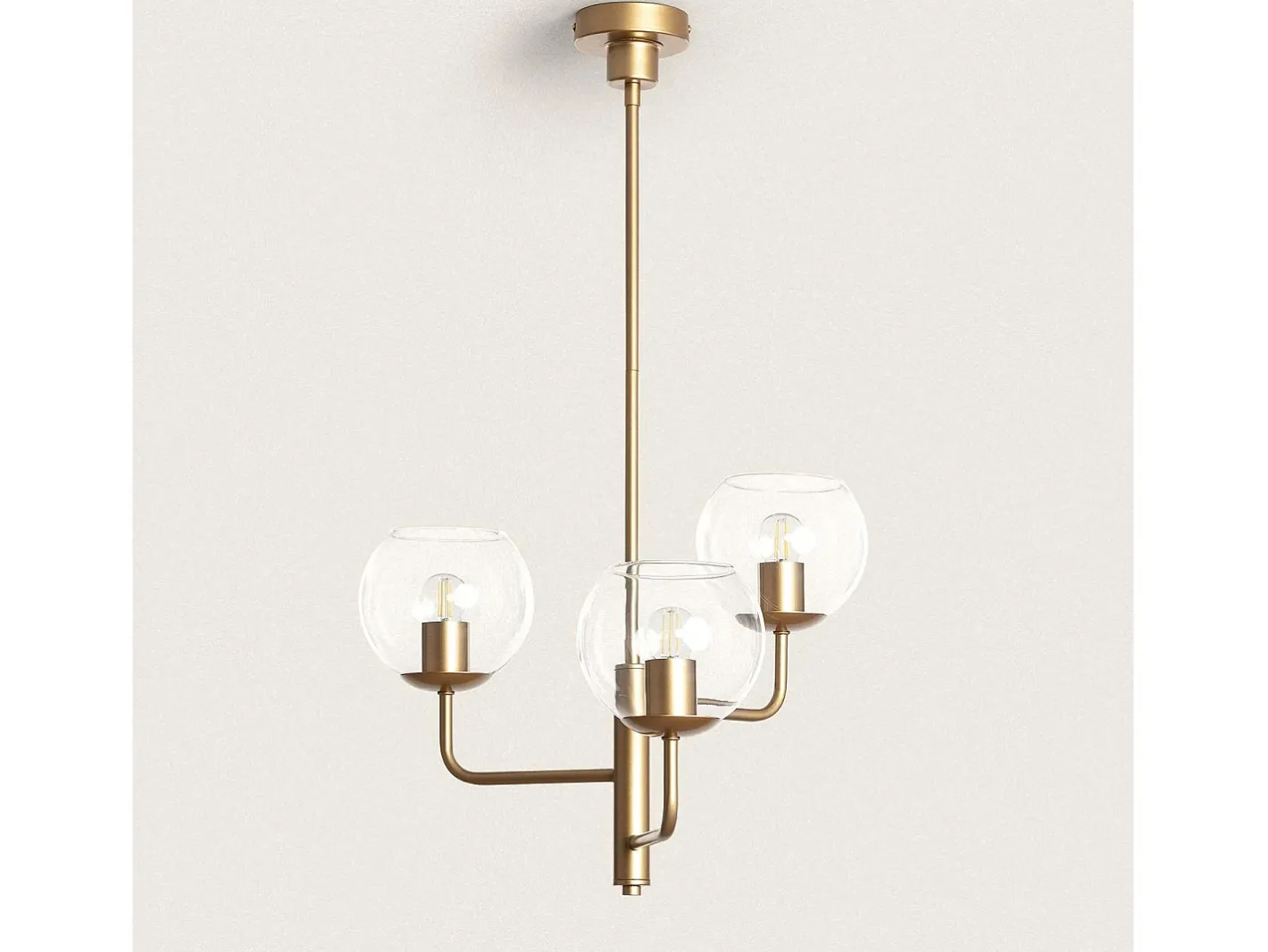 Ledkia Lámpara Colgante Metal y Cristal Tribubble Dorado Multicolor