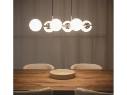 Ledkia Lámpara Colgante Metal y Cristal Moonlight Brass 6 Focos Dorado Multicolor Outlet