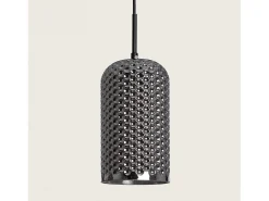 New Ledkia Lámpara Colgante Metal y Cristal Large Bernie Humo Gris
