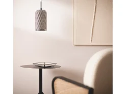 New Ledkia Lámpara Colgante Metal y Cristal Large Bernie Humo Gris