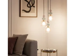 Ledkia Lámpara Colgante Metal y Cristal Tri Baudelaire Rosa Multicolor Best