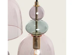 Ledkia Lámpara Colgante Metal y Cristal Tri Baudelaire Rosa Multicolor Best