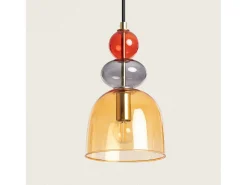 Outlet Ledkia Lámpara Colgante Metal y Cristal Baudelaire Ámbar Multicolor