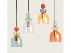 Online Ledkia Lámpara Colgante Metal y Cristal Baudelaire Rojo Multicolor