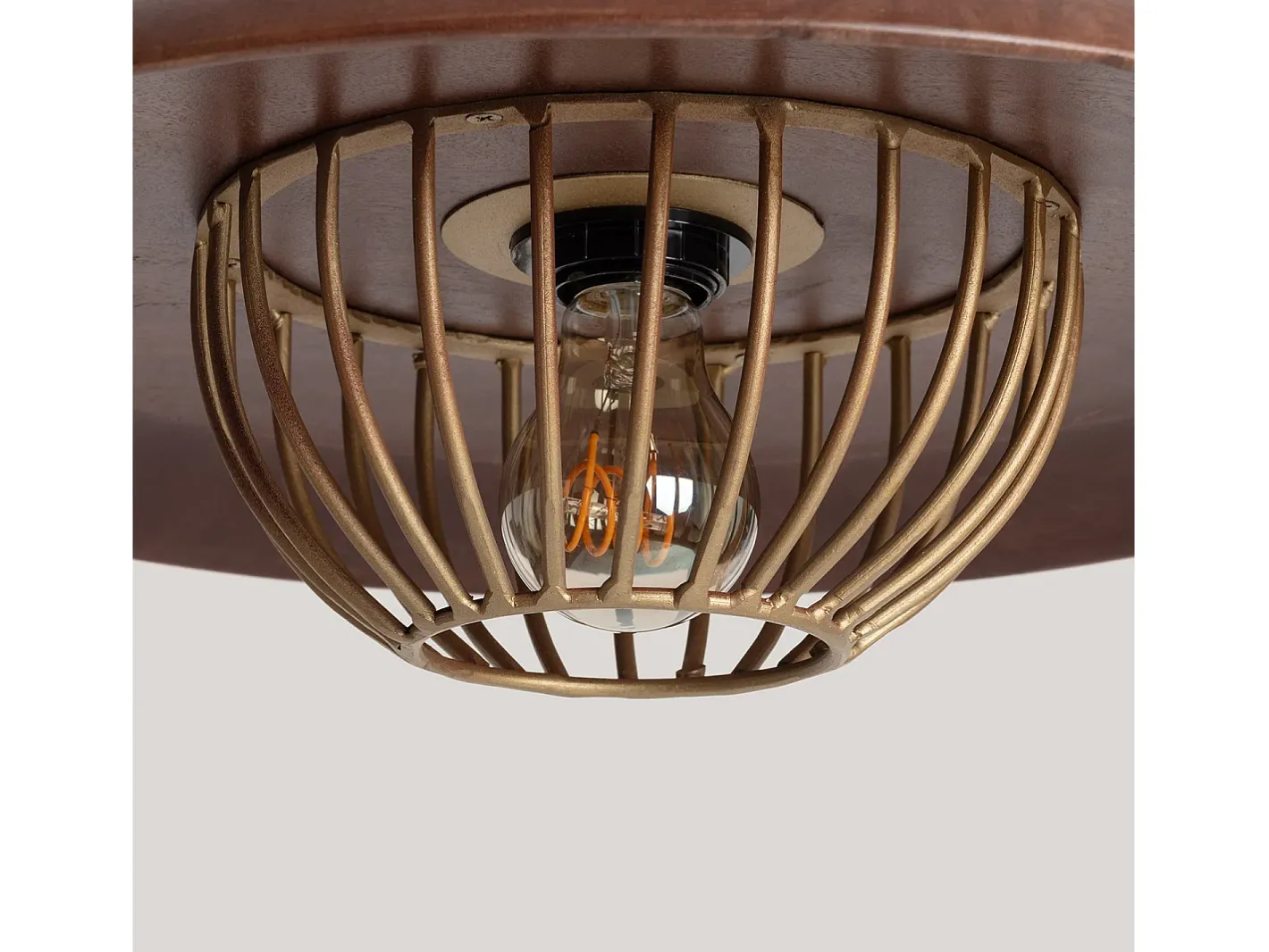 Ledkia Lámpara Colgante Metal y Madera Alika ILUZZIA Dorado