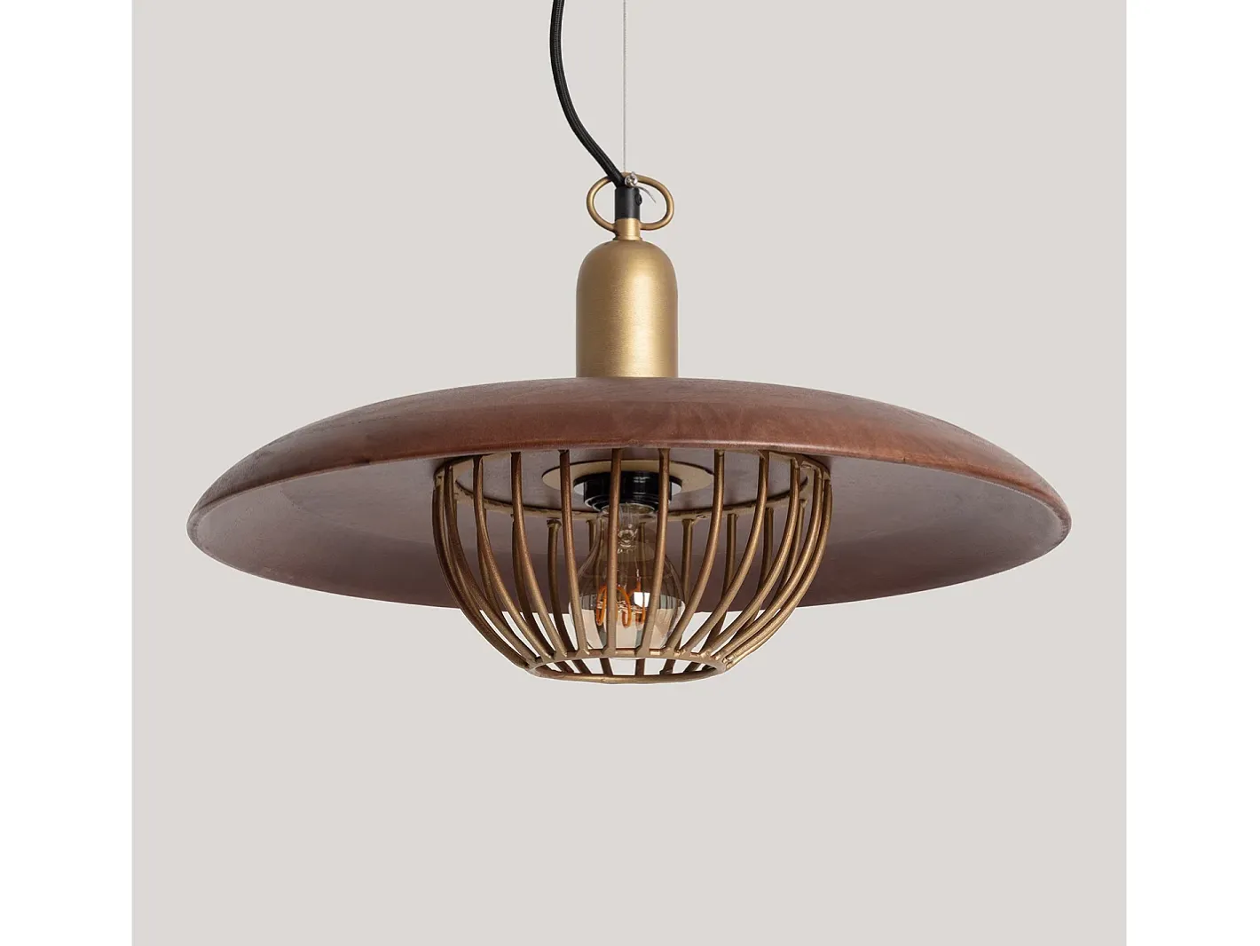 Ledkia Lámpara Colgante Metal y Madera Alika ILUZZIA Dorado