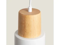 Ledkia Lámpara Colgante Metal y Madera Kidonge Blanco Multicolor