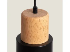 Ledkia Lámpara Suspendida-Lámpara Colgante Metal y Madera Kidonge Negro Multicolor