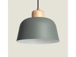 Ledkia Lámpara Colgante Metal y Madera Wawak Verde Celadón Multicolor Hot